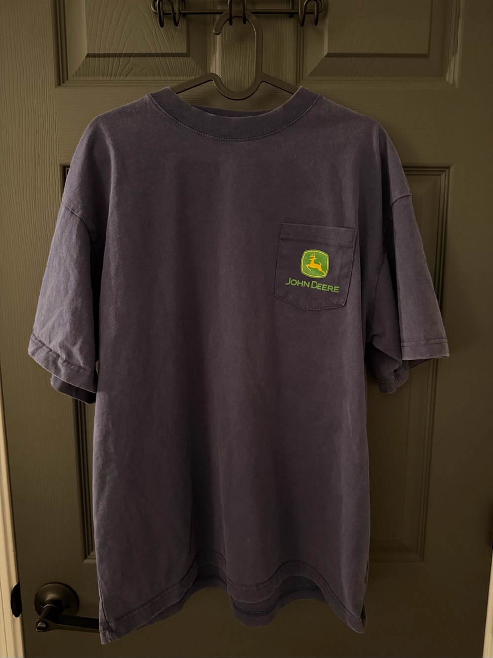 John Deere Navy Short-Sleeve Pocket Tee with Green Logo